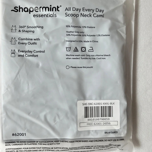 Shapermint Black Scoop Neck Cami Xxxl - Picture 2 of 3